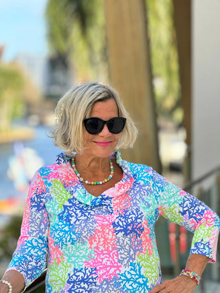 SALINA REEF RUFFLE SLEEVE TOP LULU-B