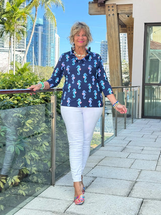 LULU B MIDNIGHT REEF RUFFLE TOP LULU-B