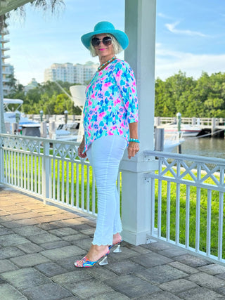 PINK PETALS ASYMMETRICAL TOP LULU-B