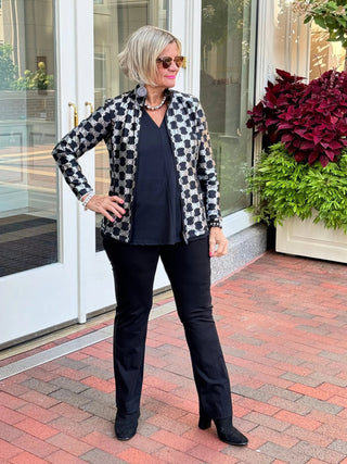 LULU-B BLACK & SILVER METALIC FULL ZIPPER JACKET LULU-B