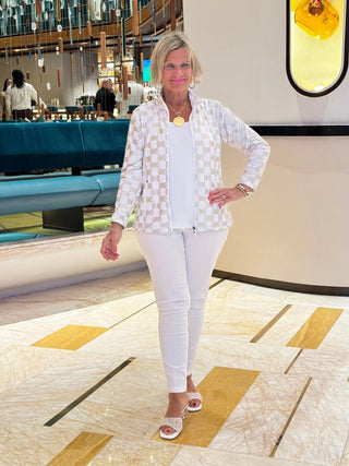 LULU-B WHITE & GOLD FULL ZIPPER JACKET LULU-B