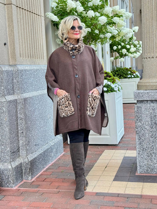 Whisper of the Wild: The Leopard Pocket Winter Cape Cathys Place