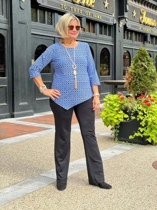 LULU-B SHADES OF BLUE ASYMMETRIC TOP LULU-B