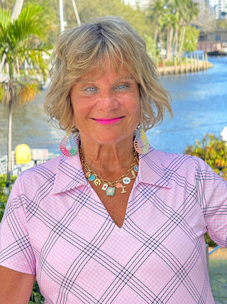 LULU B PINK CHIC SHORT SLEEVE V-NECK COLLAR TOP LULU-B