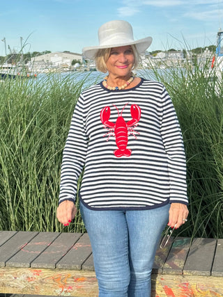 NAVY STRIPE LOBSTER SWEATER LULU-B