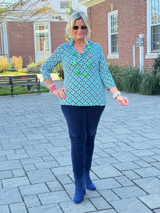 Lulu-B BAY CLUB Ruffle Neck Sleeve Top LULU-B