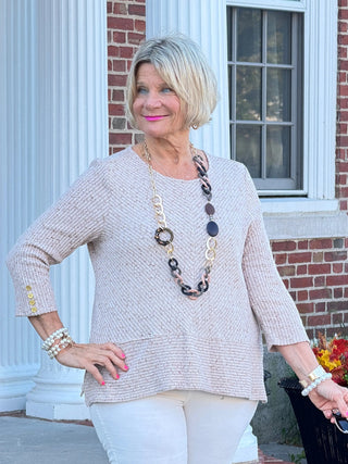 Women's Speckled Heather Rib Knit Top BISCOTTI Cathys Place