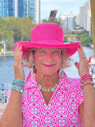 LULU B TROPIC PETALS SHORT SLEEVE V-NECK COLLAR TOP LULU-B