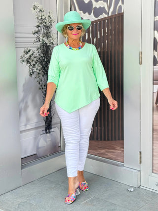 CLEAR LIME ASYMMETRIC TOP LULU-B