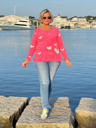 HOT PINK HEART SWEATER LULU-B