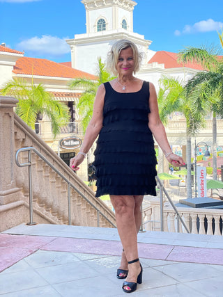 MIAMI NIGHTS  BLACK CHA CHA DRESS SHORT LULU-B