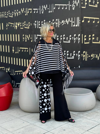 BLACK AND WHITE POKA DOT PALAZZO KOKOMO