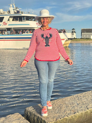 RED STRIPED LOBSTER SWEATER Cathys Place