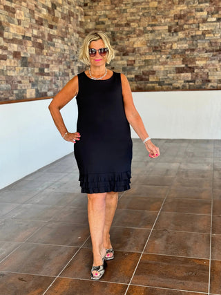 PERFECT BLACK RUFFLE DRESS LULU-B