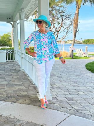 SPLASH OFF PINK ASYMMETRICAL TOP LULU-B