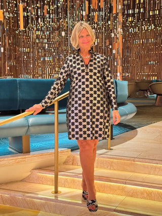 LULU-B BLACK AND SILVER HALF ZIPPER DRESS LULU-B