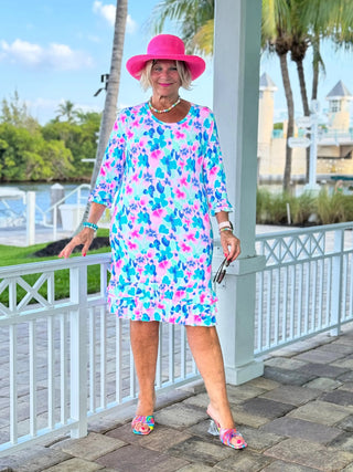 PINK PETALS  RUFFLE SLEEVE DRESS LULU-B