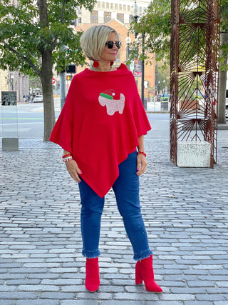 TEDDY CHRISTMAS PUPPY PONCHO TOP IT OFF
