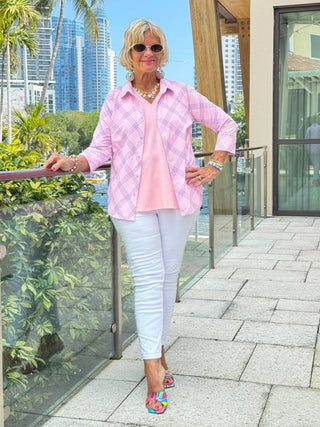 LULU B PINK CHIC BUTTON UP SHIRT LULU-B