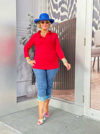 LULU-B CRIMSON RUFFLE TOP LULU-B