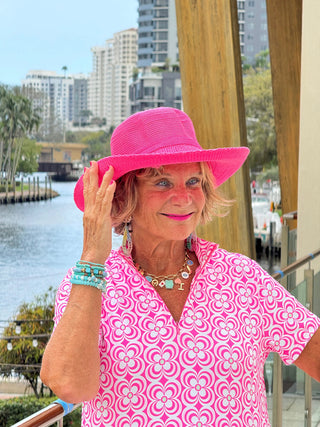 LULU B TROPIC PETALS HALF ZIPPER SHORT SLEEVE DRESS LULU-B