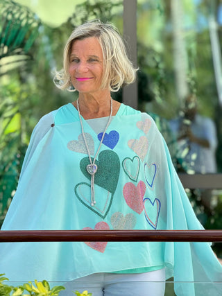 SWAROVSKI CRYSTAL SEAFOAM HEART TOP KOKOMO