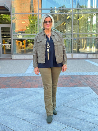 LULU-B NEW OLIVE LINEN JACKET LULU-B