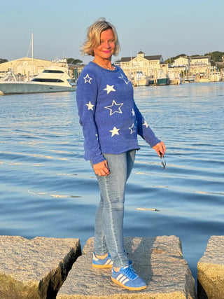 LULU-B CHENILLE BLU STAR SWEATER LULU-B