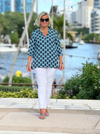 BLUE MEDALLION TUNIC LULU-B