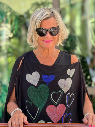 SWAROVSKI CRYSTAL BLACK HEART TOP KOKOMO