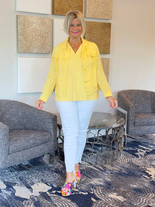 TAILORED YELLOW V SLEEVELESS V NECK - Cathys Place