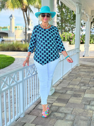 BLUE MEDALLION ASYMMETRICAL TOP LULU-B