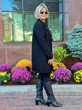 LULU-B ROUGED BLACK CARDIGAN LULU-B