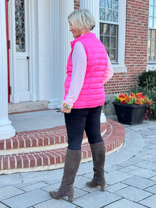 LULU-B PINK SHORT PUFFER VEST Cathys Place