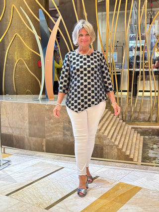 LULU-B BLACK AND SILVER ASYMMETRIC TOP LULU-B