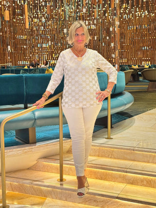 LULU-B HOLIDAY GOLD AND V NECK LULU-B