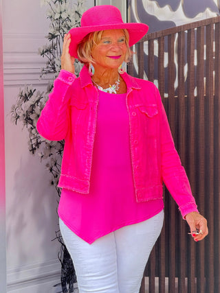 KEY WEST LINEN HOT PINK JACKET LULU-B