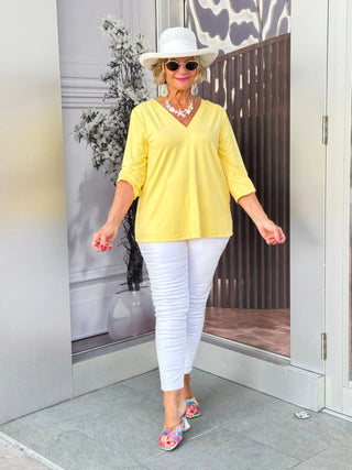 LULU-B YELLOW TAILORED V SLEEVE TOP LULU-B