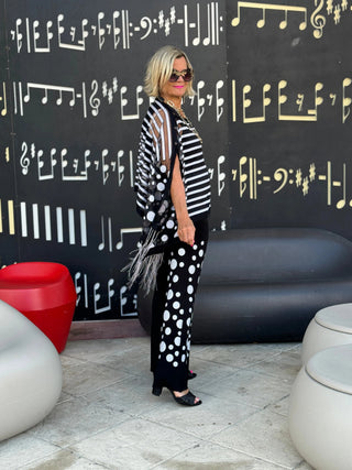 BLACK AND WHITE POKA DOT PALAZZO KOKOMO