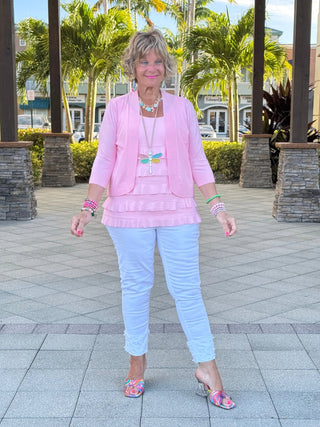 PEYTON CLEAR PINK SHRUG LULU-B