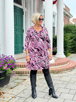 LULU-B SIZZLE PINK RUFFLE SLEEVE DRESS LULU-B