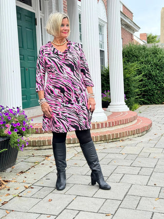 LULU-B SIZZLE PINK RUFFLE SLEEVE DRESS LULU-B