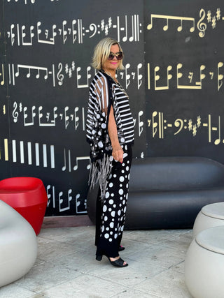 BLACK AND WHITE POKA DOT PALAZZO KOKOMO