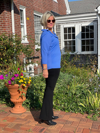 LULU-B BLUE SOLID RUFFLE TOP LULU-B