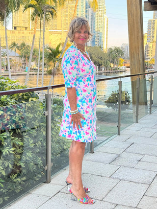 PINK PETALS ELBOW DRESS LULU-B