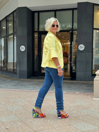 LULU-B SOUTH BEACH NAVY DENIM ANKLE PANT LULU-B