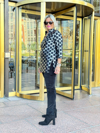 LULU-B BLACK & SILVER METALIC TUNIC LULU-B