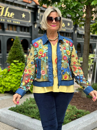 AFTERNOON AT THE GARDEN LACE NAVY JACKET CATHYS RESORTWEAR