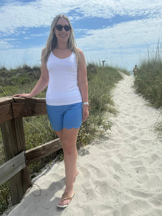 LULU-B TURQ CLEAR SCALLOP SHORTS LULU-B