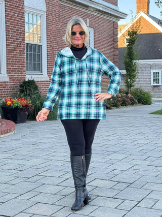 GREEN PLAID HOODIE Cathys Place